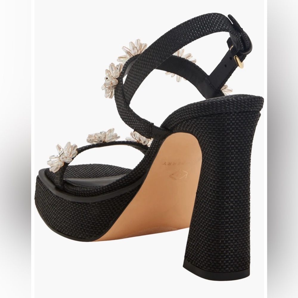 Katy Perry Black  Floral Sandals Heels new size 9 - Picture 14 of 16
